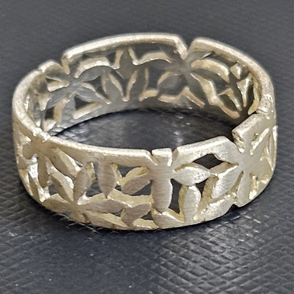 STERLING SILVER ETCHED BAND RING THUMB RING Size 7